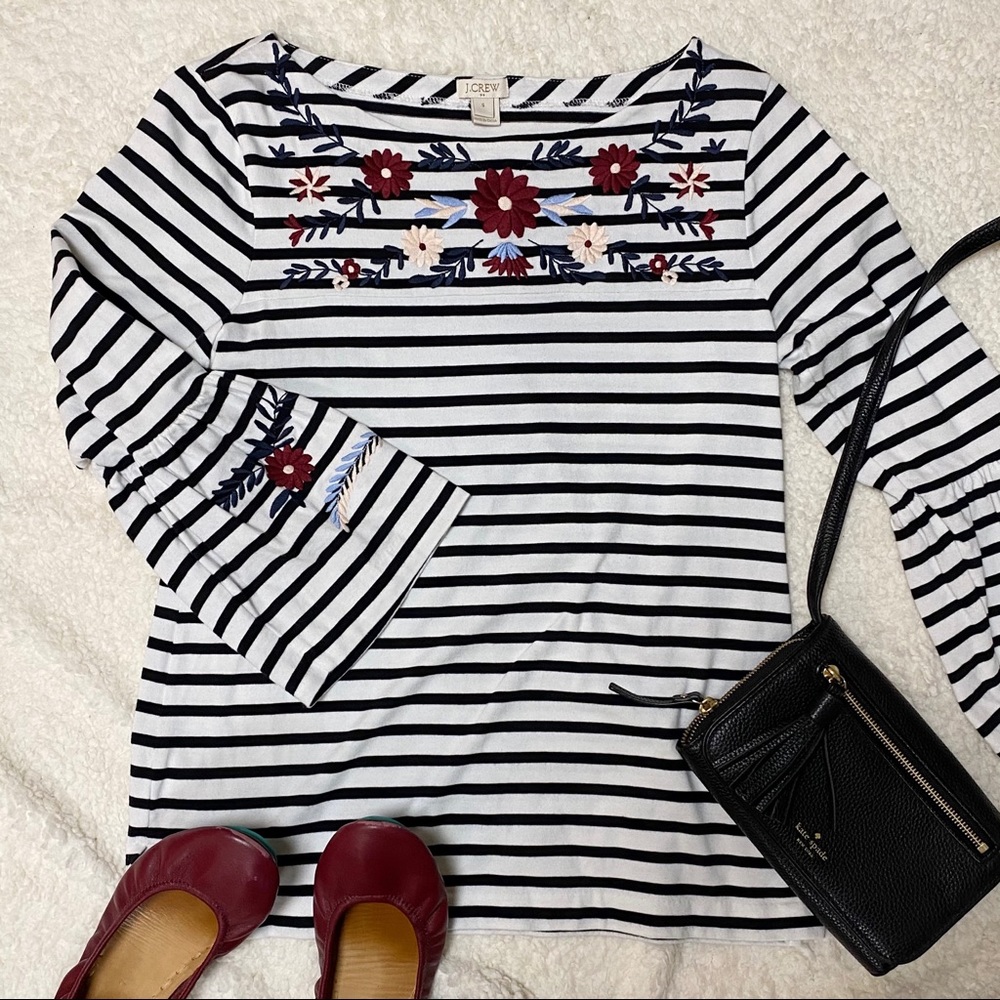 JCrew Bell Sleeve Top Striped Small